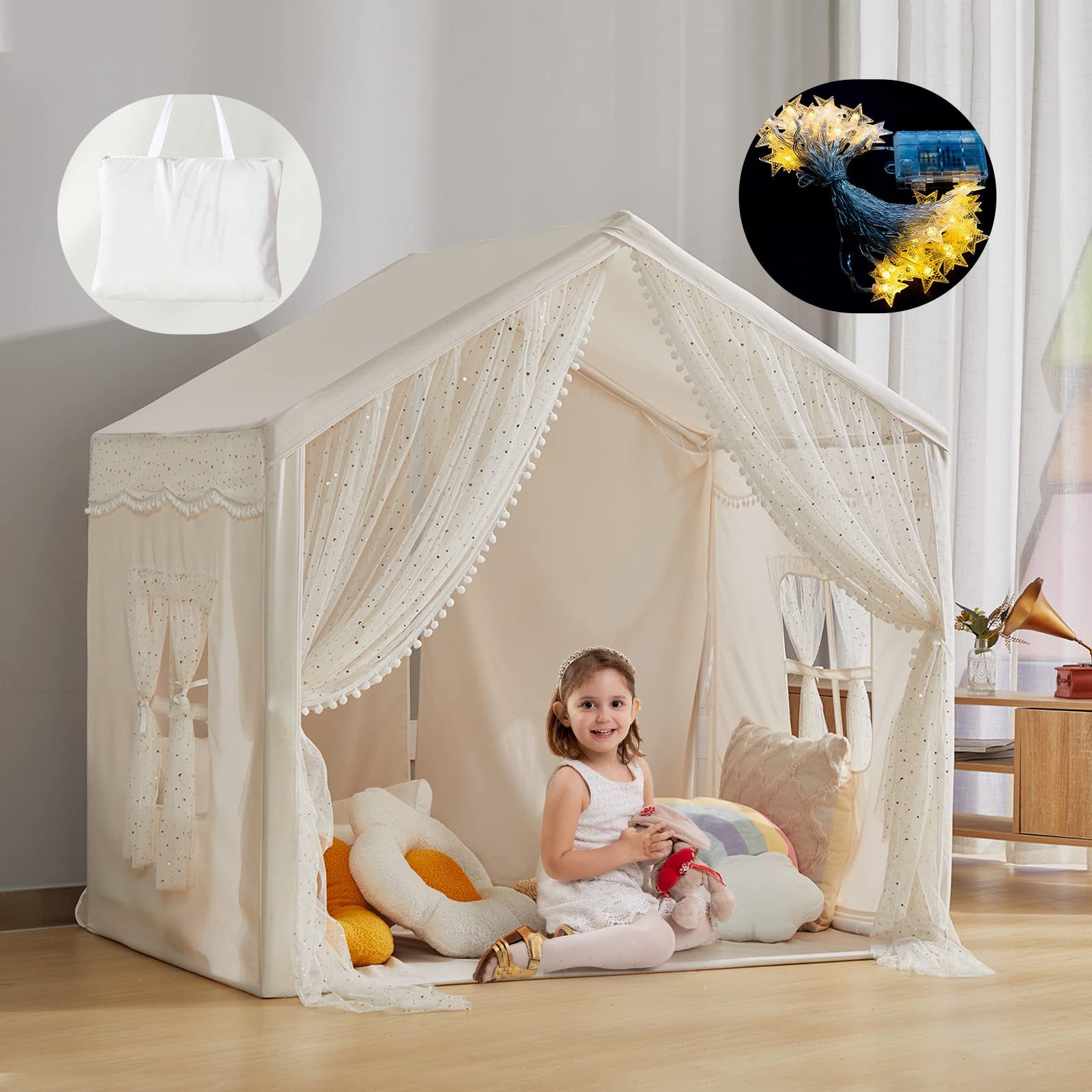 LOAOL Play Tent with star lights creates magical ambience for cozy pretend play