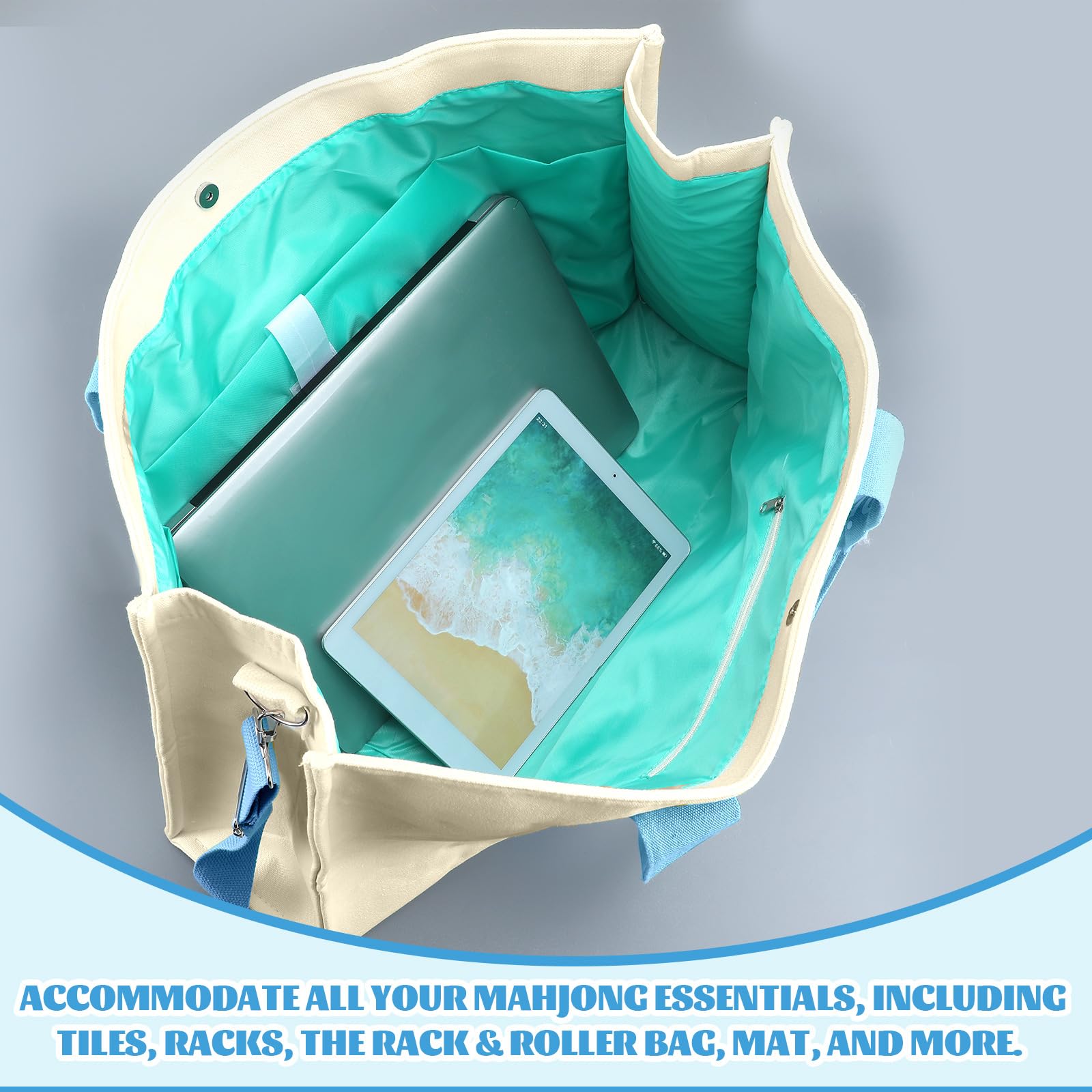 Locmeo mahjong bag versatile-tote doubles as laptop or clothing carrier on trips.