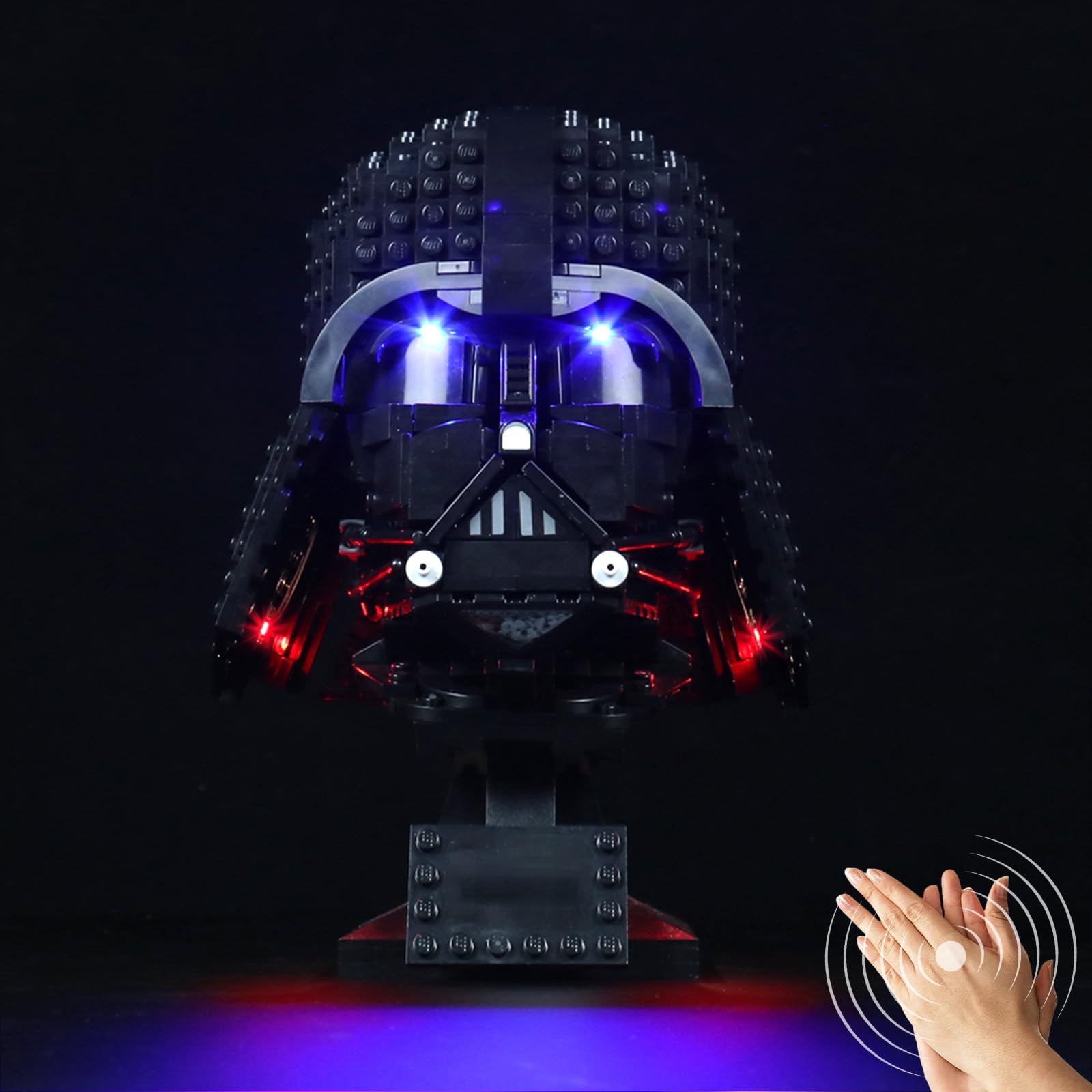LocoLee Darth Vader Helmet light kit front-lit for vivid display.