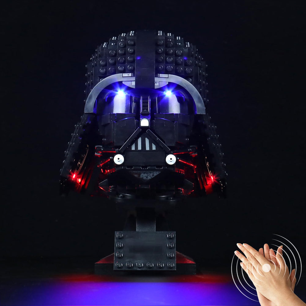 LocoLee Darth Vader Helmet light kit front-lit for vivid display.