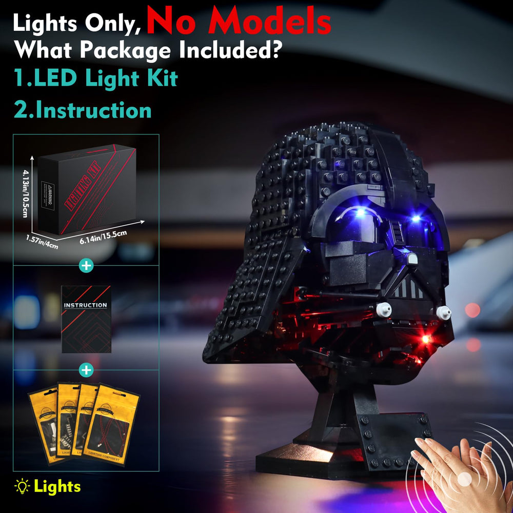 LocoLee Darth Vader Helmet packaging clearly lists all contents.