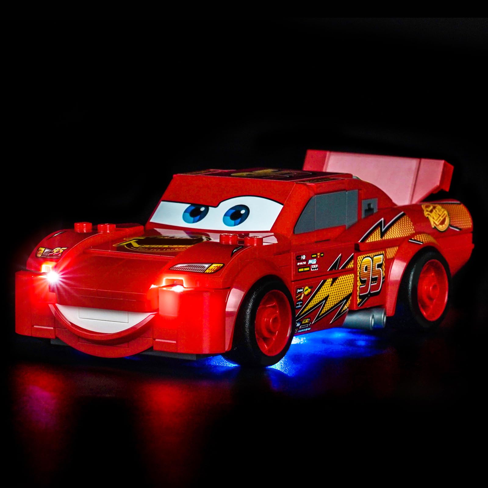 LocoLee light kit for LEGO 77255 McQueen highlights model details.