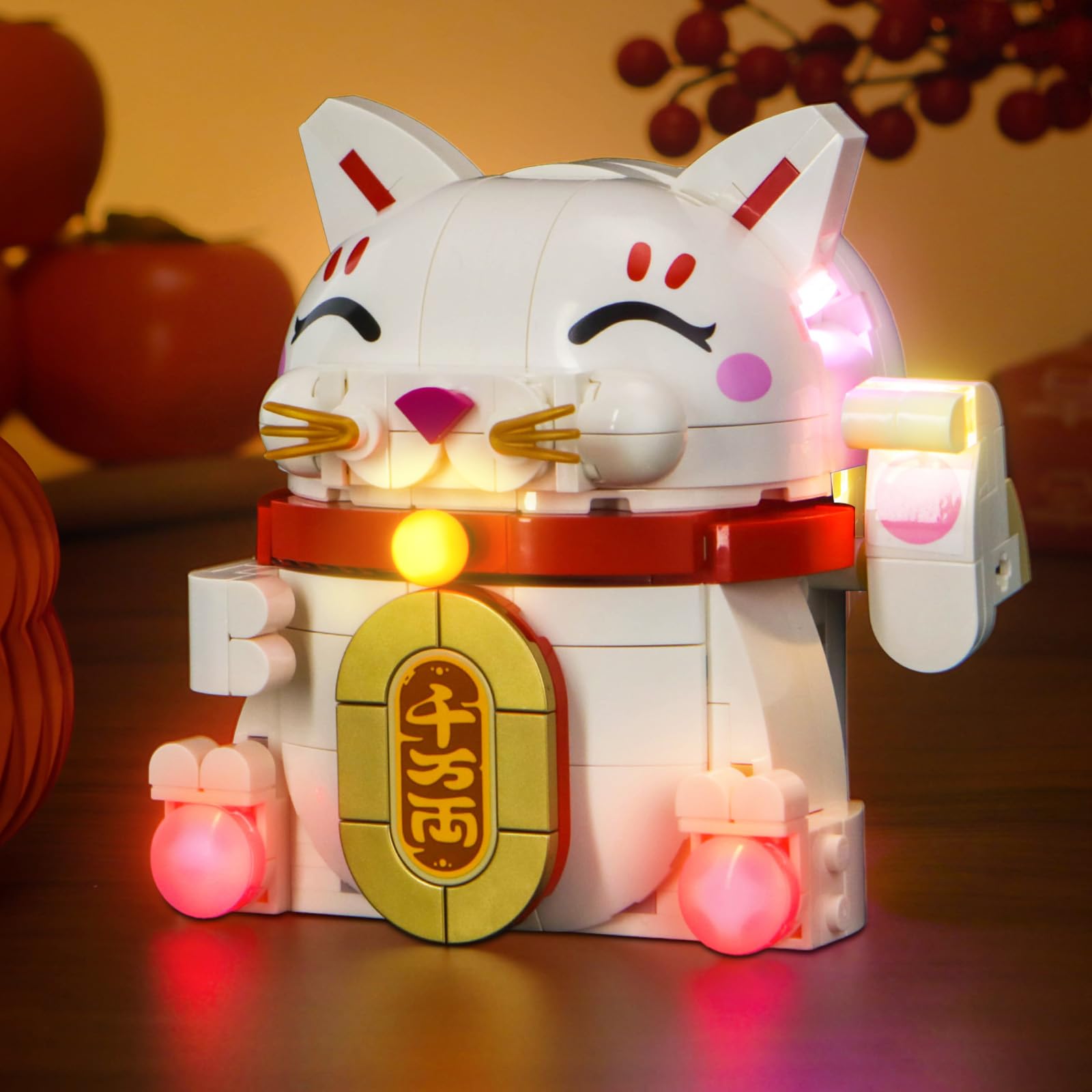 LocoLee light kit for LEGO Lucky Cat 40813 USB-powered illumination enhances display.