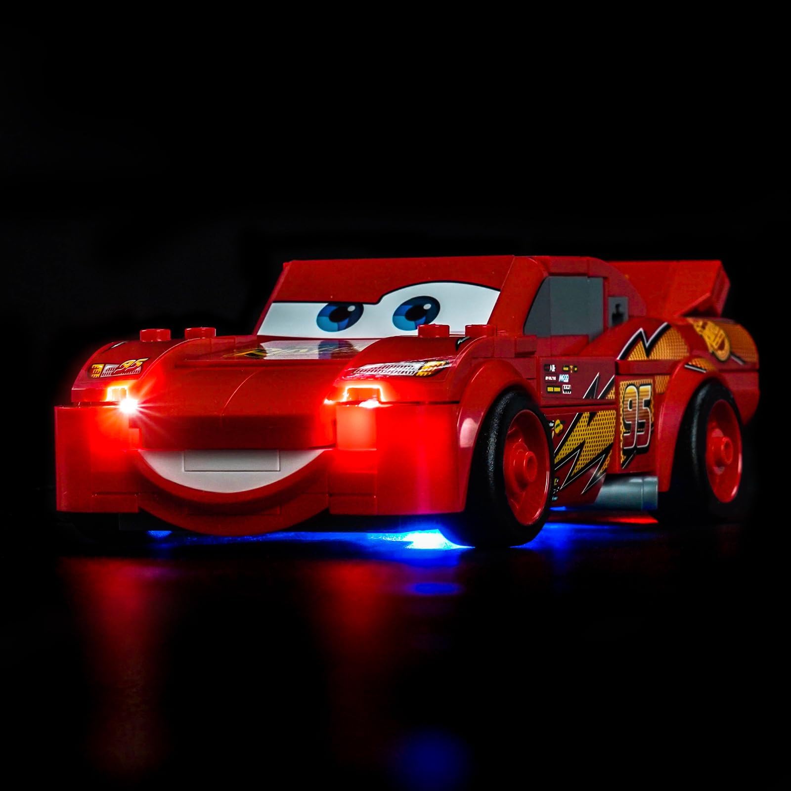 LocoLee USB-powered LEDs deliver brighter lighting for the McQueen model.
