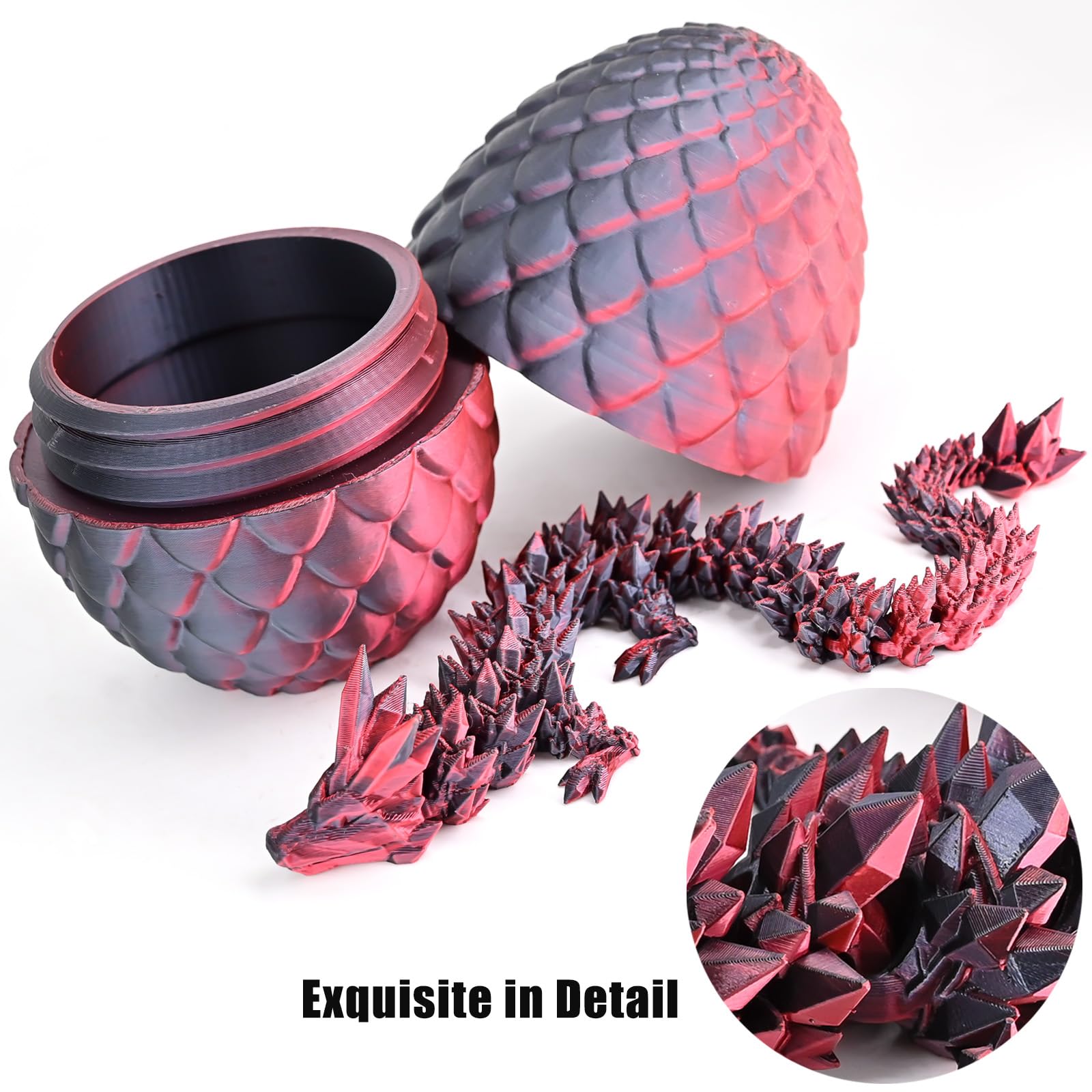 LOCYFENS crystal dragon black red color-shift viewed from multiple angles.