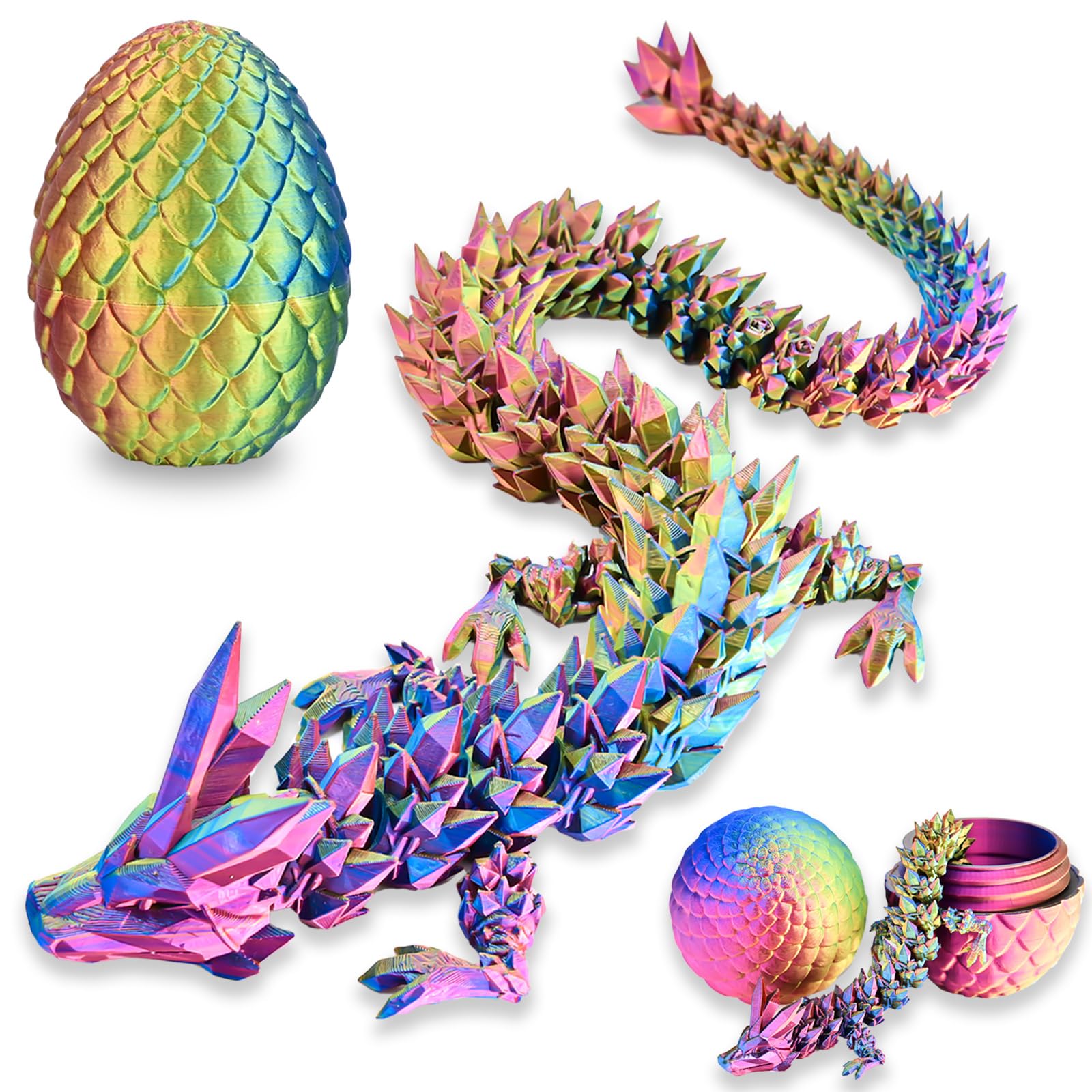 LOCYFENS rainbow crystal dragon viewed from front for vibrant desk display.