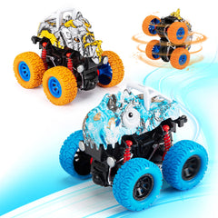 LODBY dinosaur trucks two-pack front view for imaginative play indoors and outdoors.