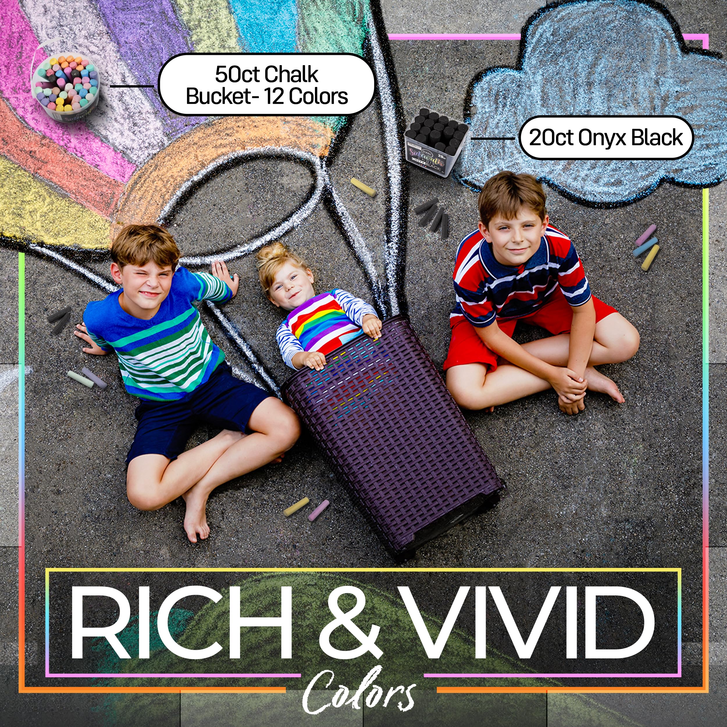 Inspires imaginative street murals and playful chalk games in fresh air.