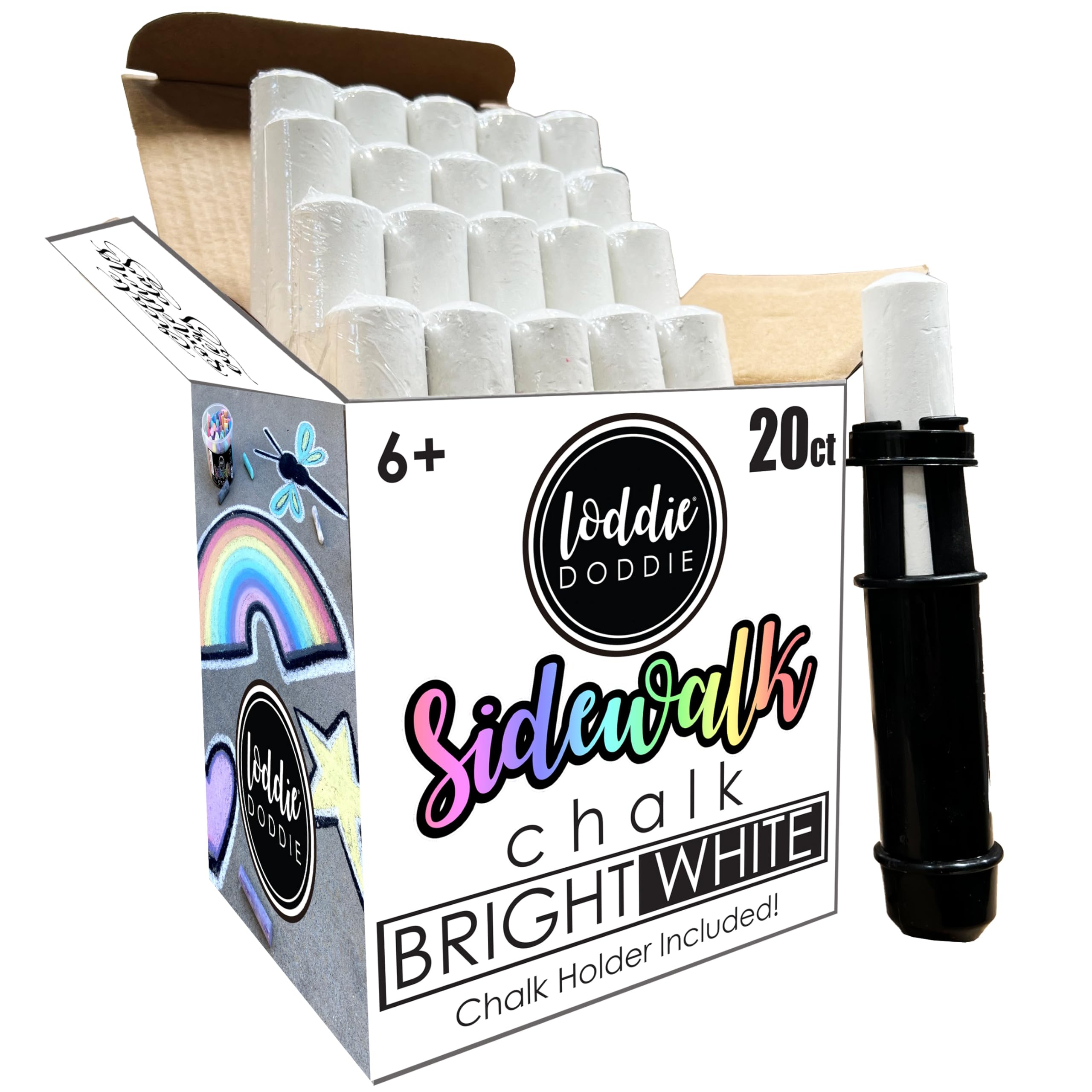Loddie Doddie jumbo white sidewalk chalk pack of 20 for outdoor art