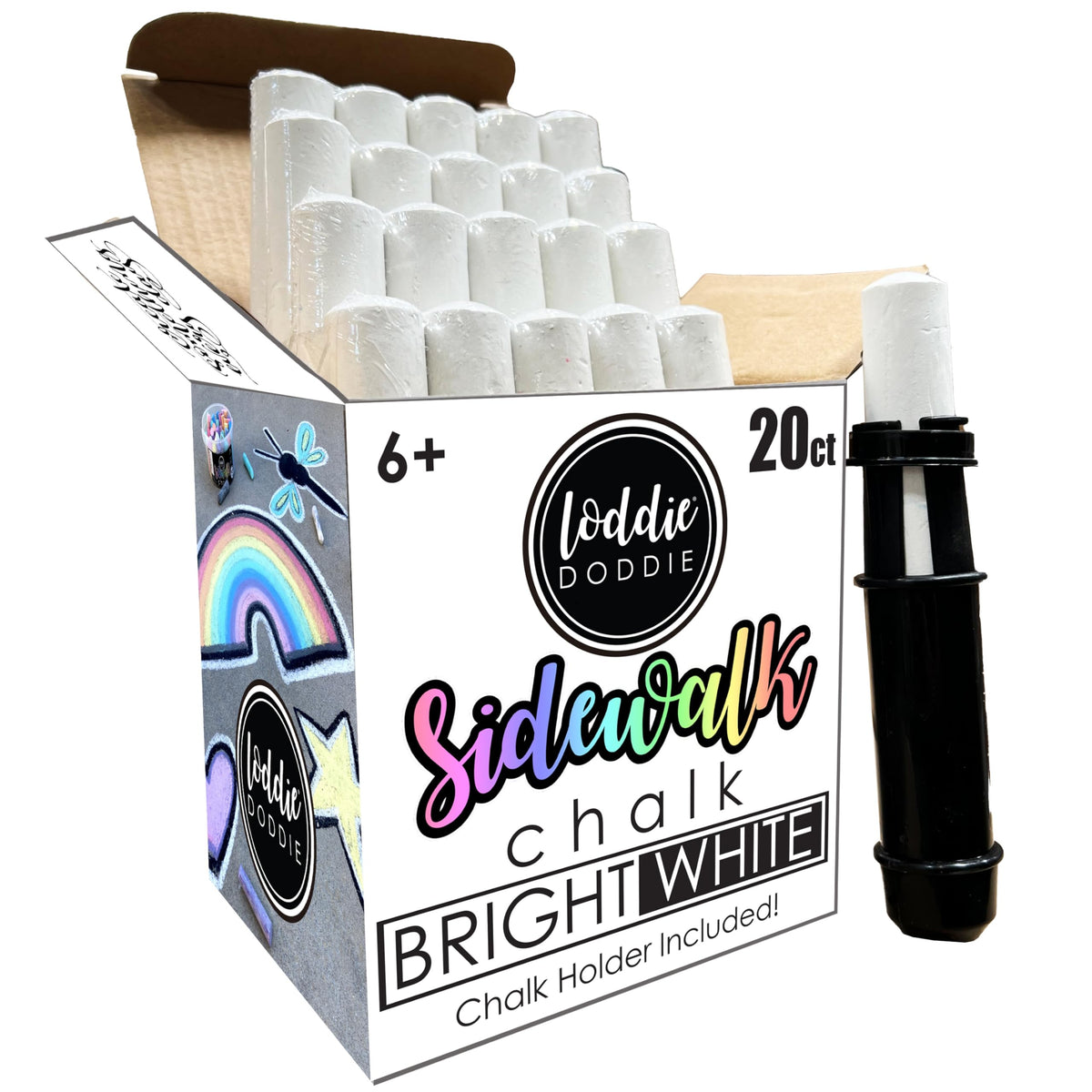 Loddie Doddie jumbo white sidewalk chalk pack of 20 for outdoor art