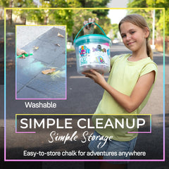 Loddie Doddie washable chalk wipes away with water.