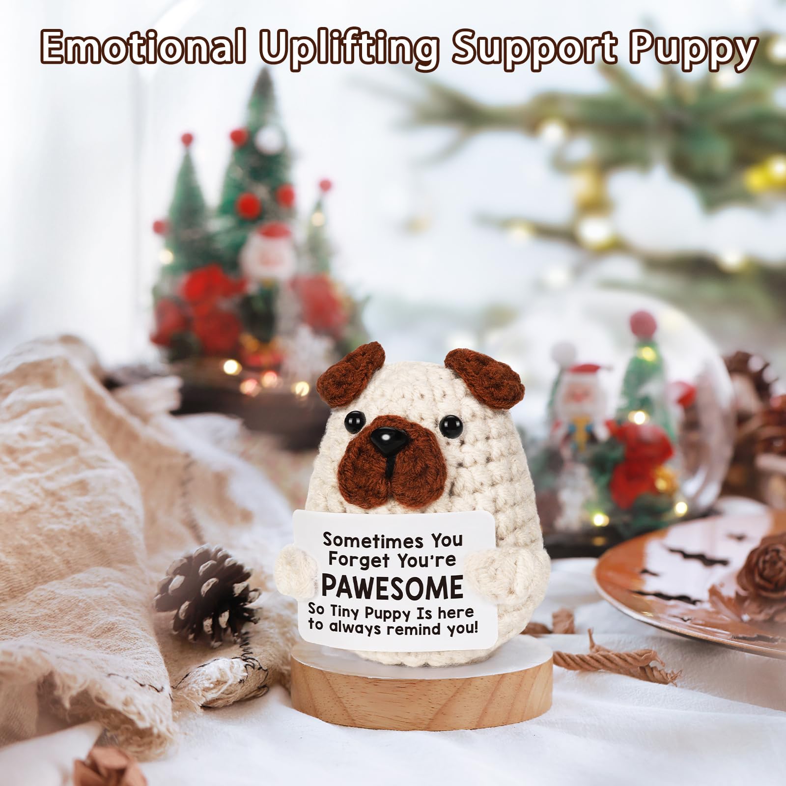 Lodeskee Soft yarn puppy that fits pockets for on-the-go encouragement.