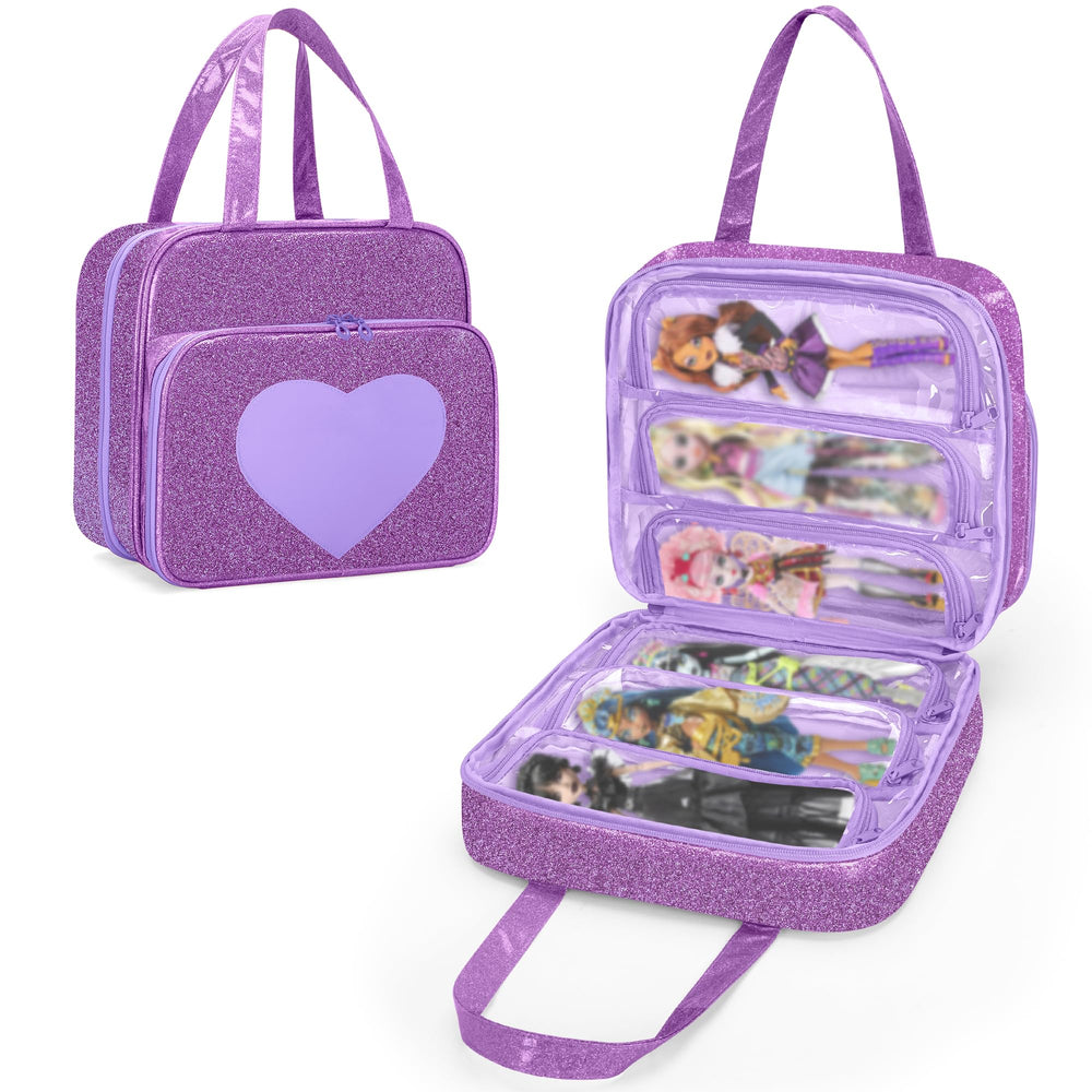LoDrid doll case with six transparent pockets for Monster High display