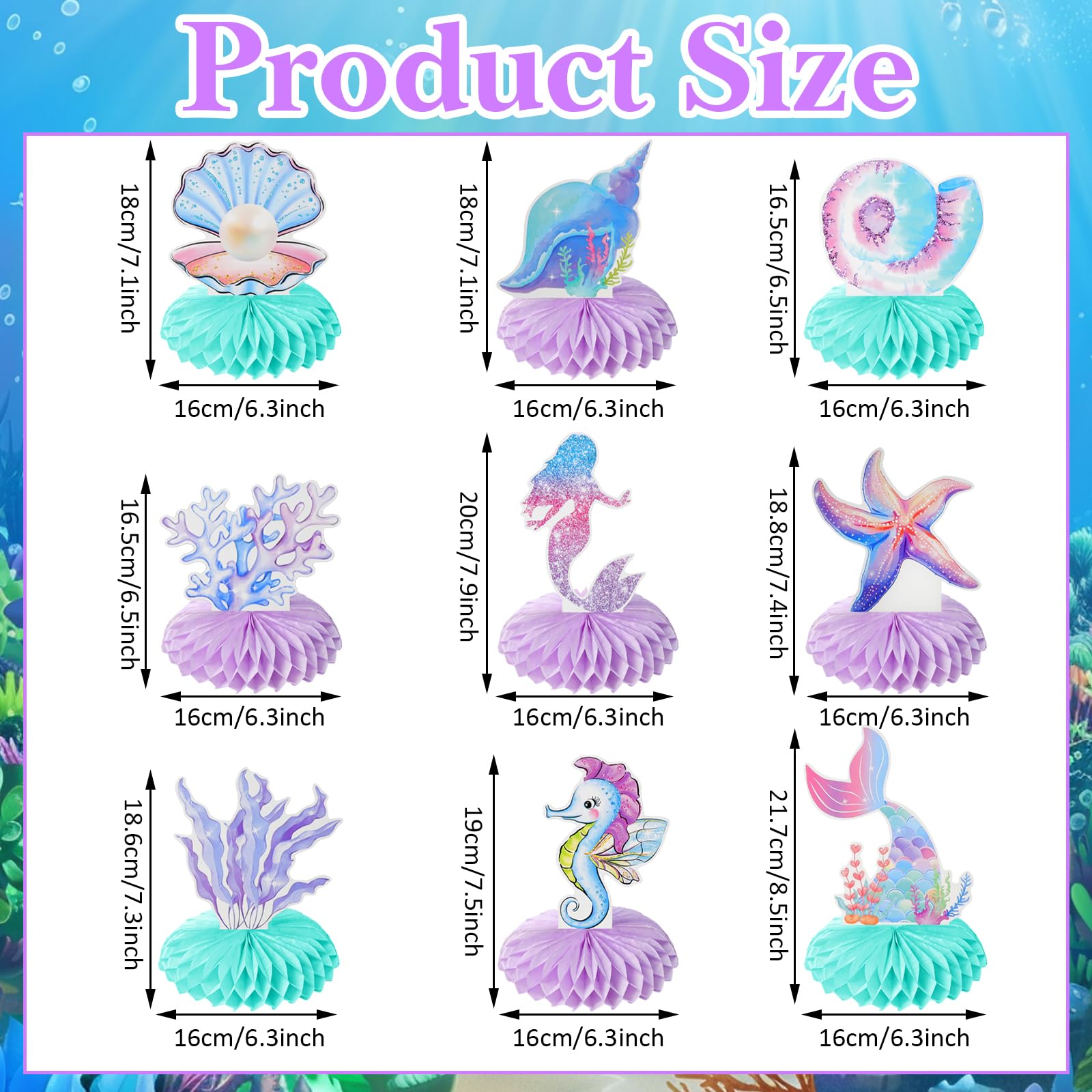 Loghohu mermaid theme honeycomb centerpiece 2 creates a playful under-the-sea focal point