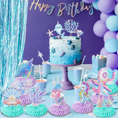 Loghohu mermaid theme honeycomb centerpiece 3 catches the eye with bright accents