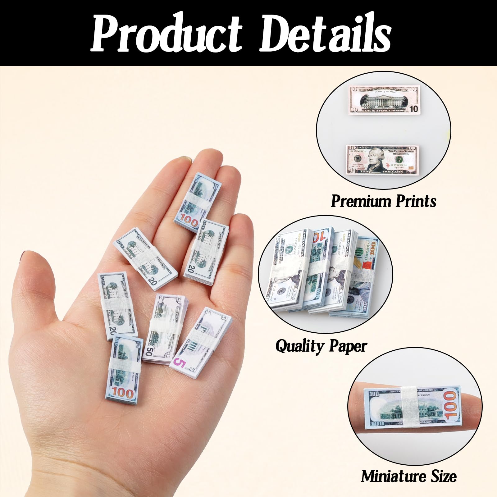 Loghohu 20-dollar mini bills bundle for busy miniature scenes and micro landscapes.