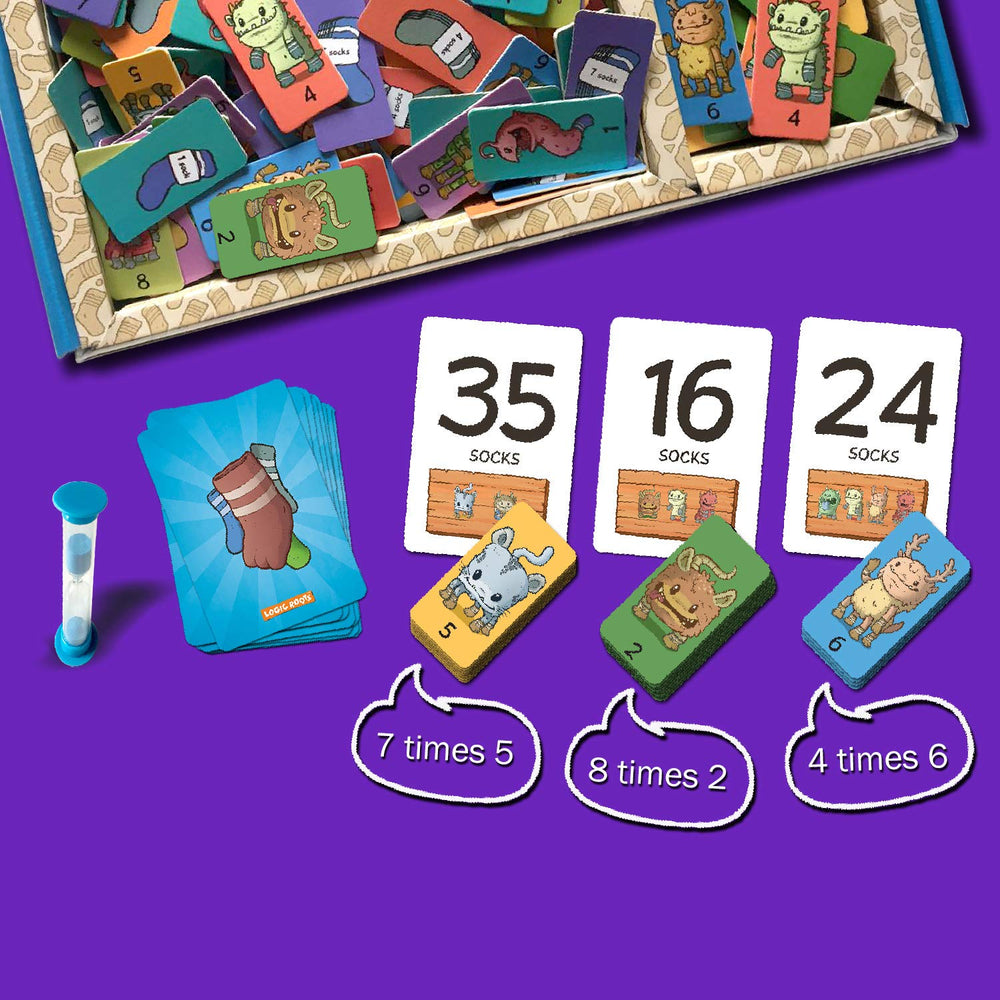 Logic Roots Monster Sock Factory variation 07: packs 270 tiles for rich math practice.