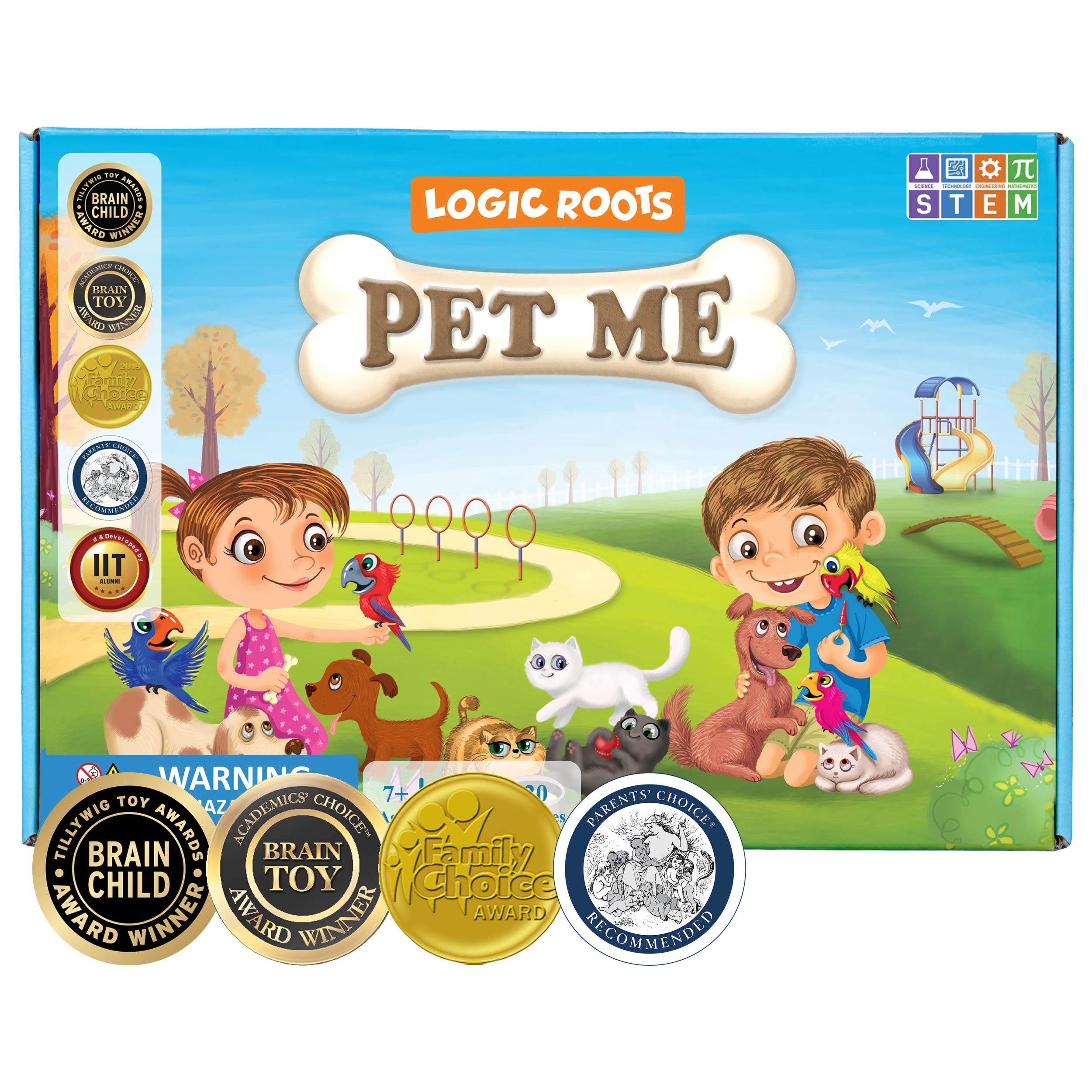 Logic Roots Pet Me gameboard with park pets for hands-on division practice.