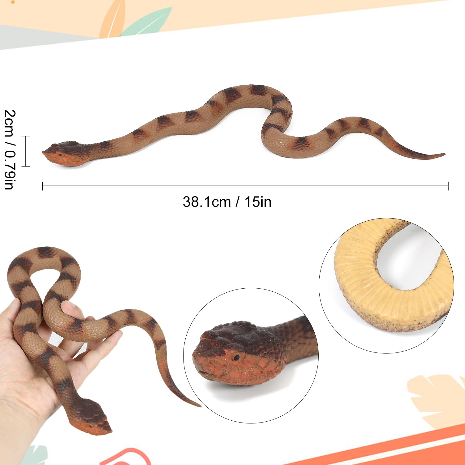 Lohoee rubber rattlesnake close-up showing lifelike details for prank props.