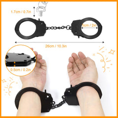 Lohoee silver toy handcuffs with keys for stage cosplay and Halloween.