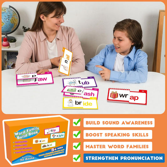 Loisdaro Phonics Flip Books inside pages show rhymes and word families.