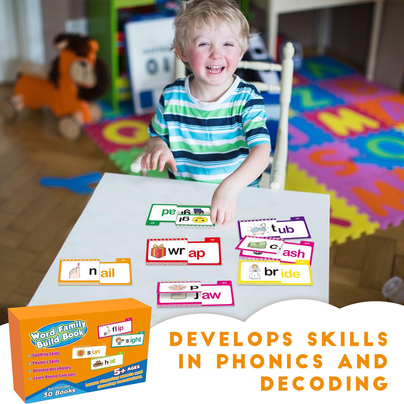 Loisdaro Word Families Flip Books pair imagery with patterns for easier recognition.