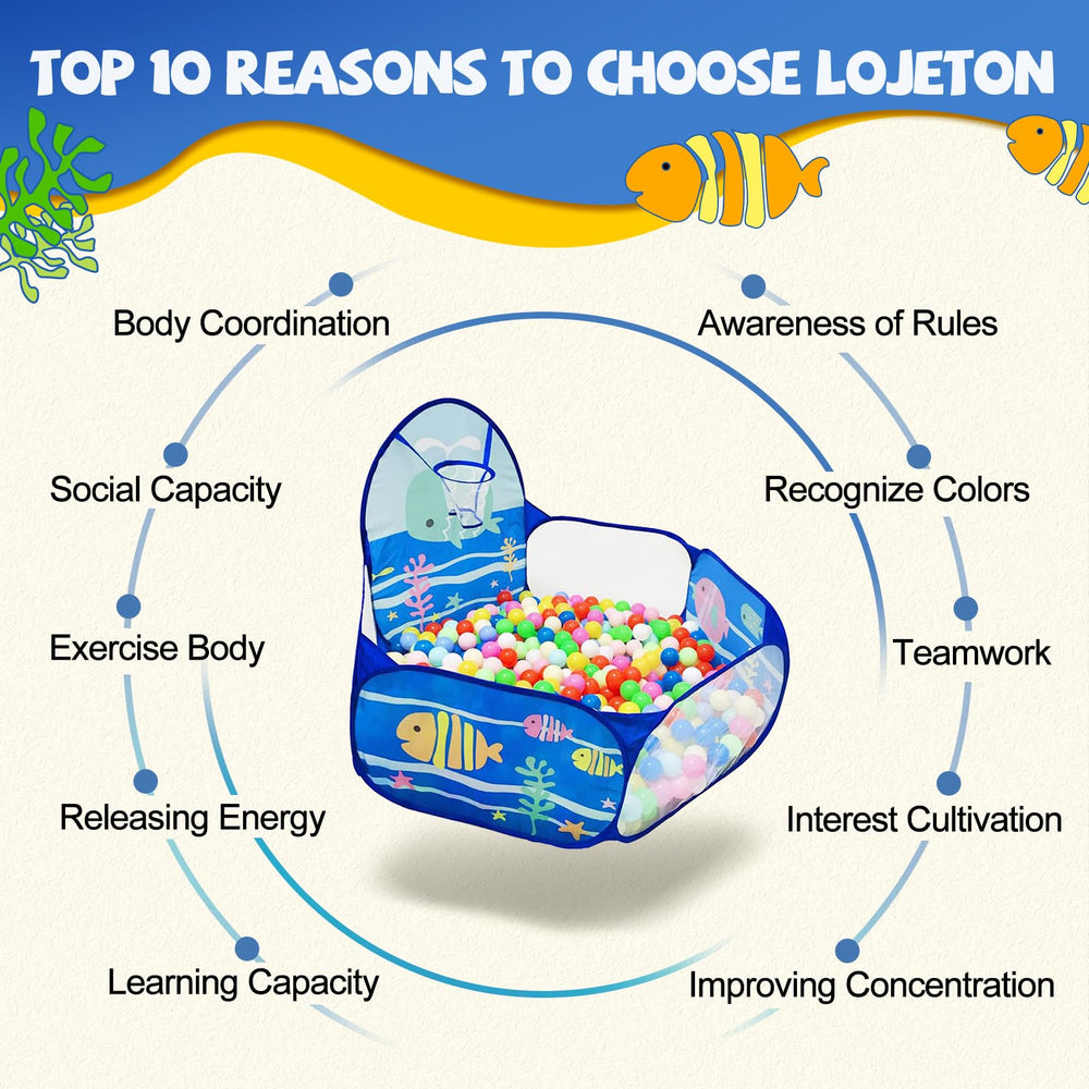LOJETON Ball Pit Multiplayer layout fits three kids for shared play.