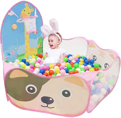 LOJETON Kids Ball Pit front view with animal pattern for imaginative play