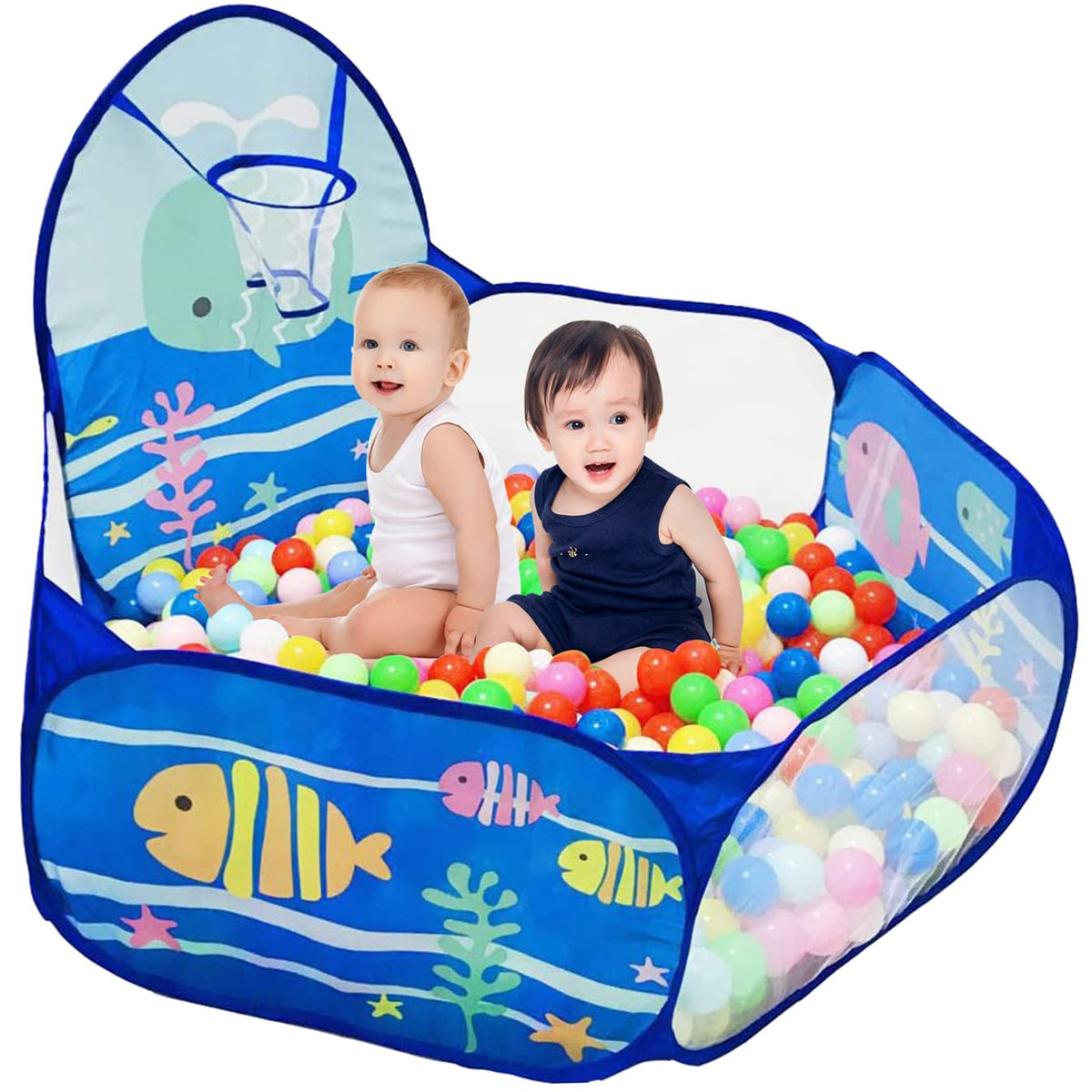 LOJETON Kids Ball Pit Ocean front view supports imaginative sea play.