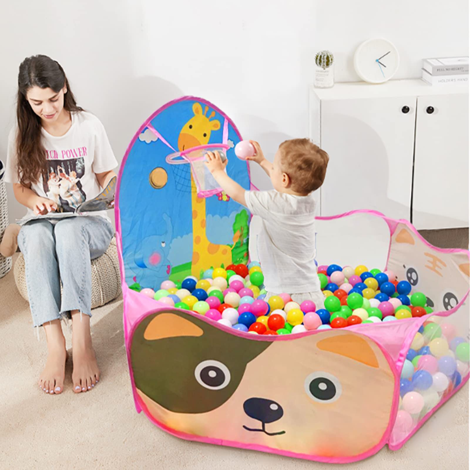 LOJETON pop-up ball pit open setup ready for indoor use