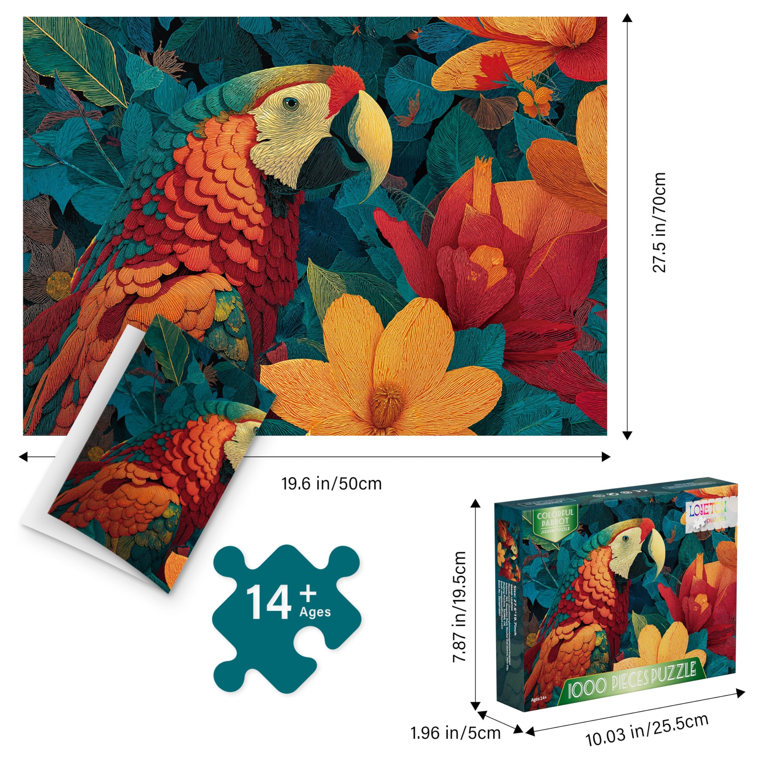 LOJETON Rainforest parrot puzzle back-letters aids learning and focus
