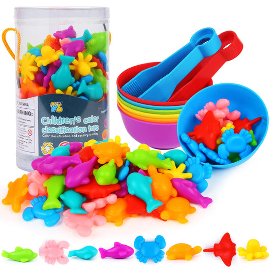 Lokipa counting ocean animal toys 56pcs for early counting and color sorting fun.
