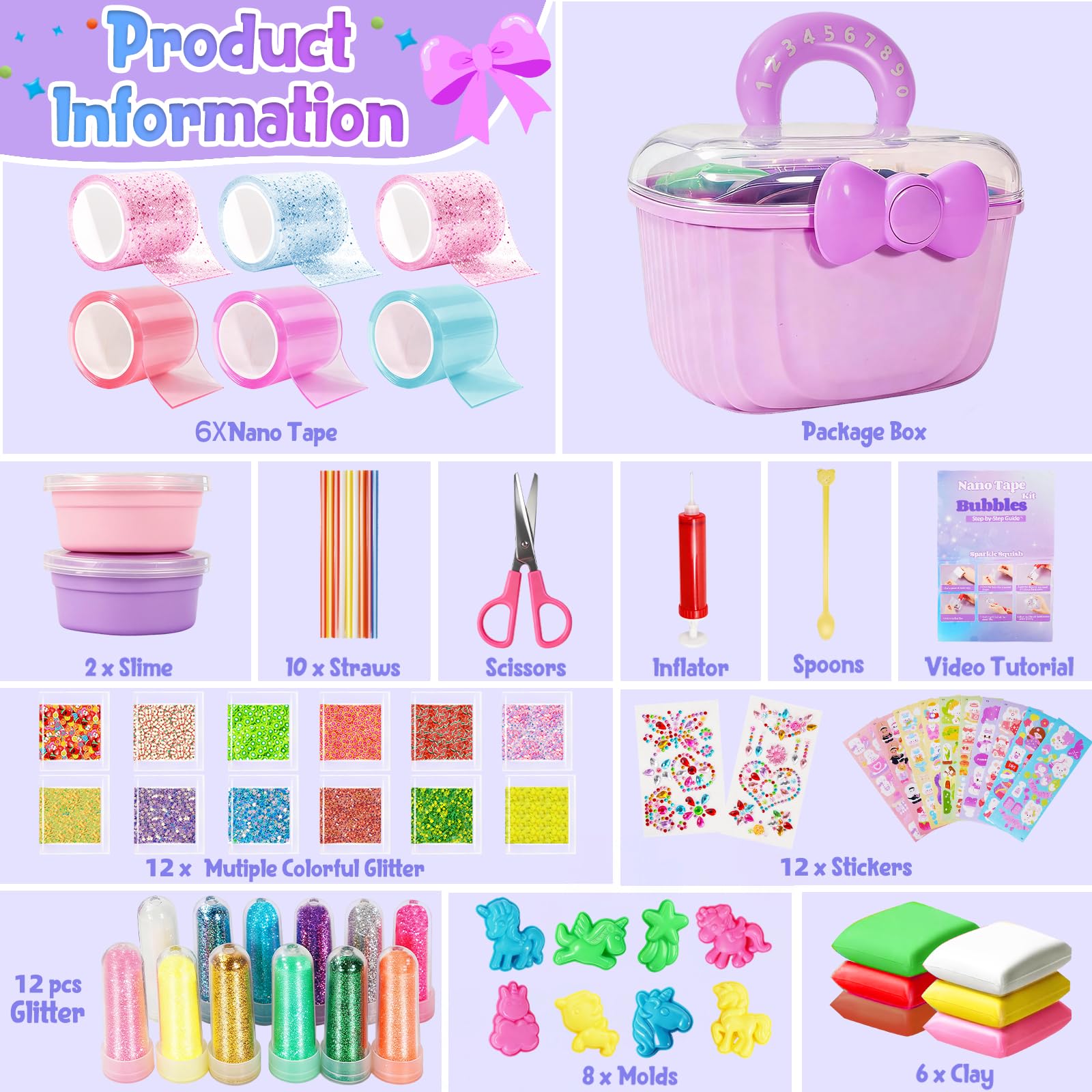 Lokuc Nano Tape Bubble Kit: slime templates boost creativity and color mixing.