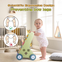 LOL-FUN wooden walker with rubber wheels protects floors during exploration