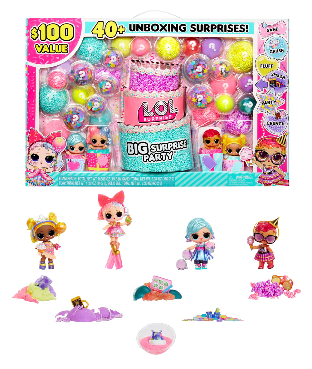L.O.L. Surprise Big Party ball unboxing reveals four dolls and 40 surprises for imaginative play.