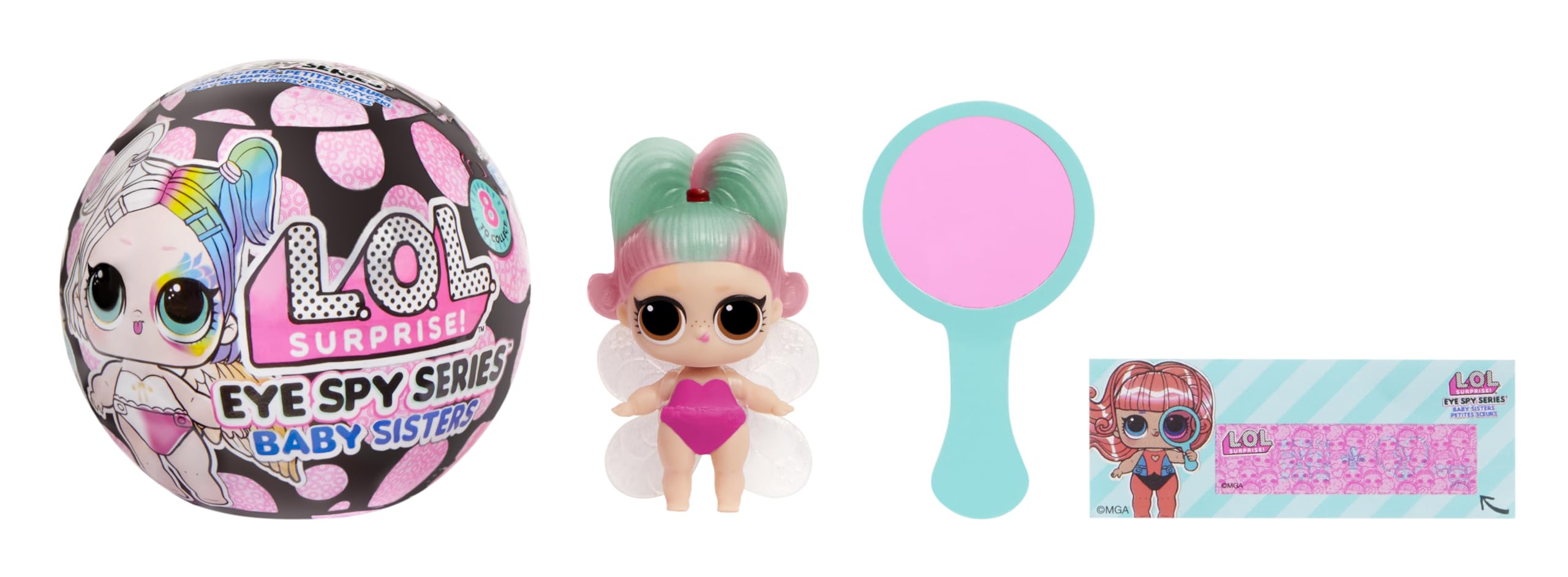 LOL Surprise Eye Spy Baby Sisters doll in colorful packaging for imaginative play.