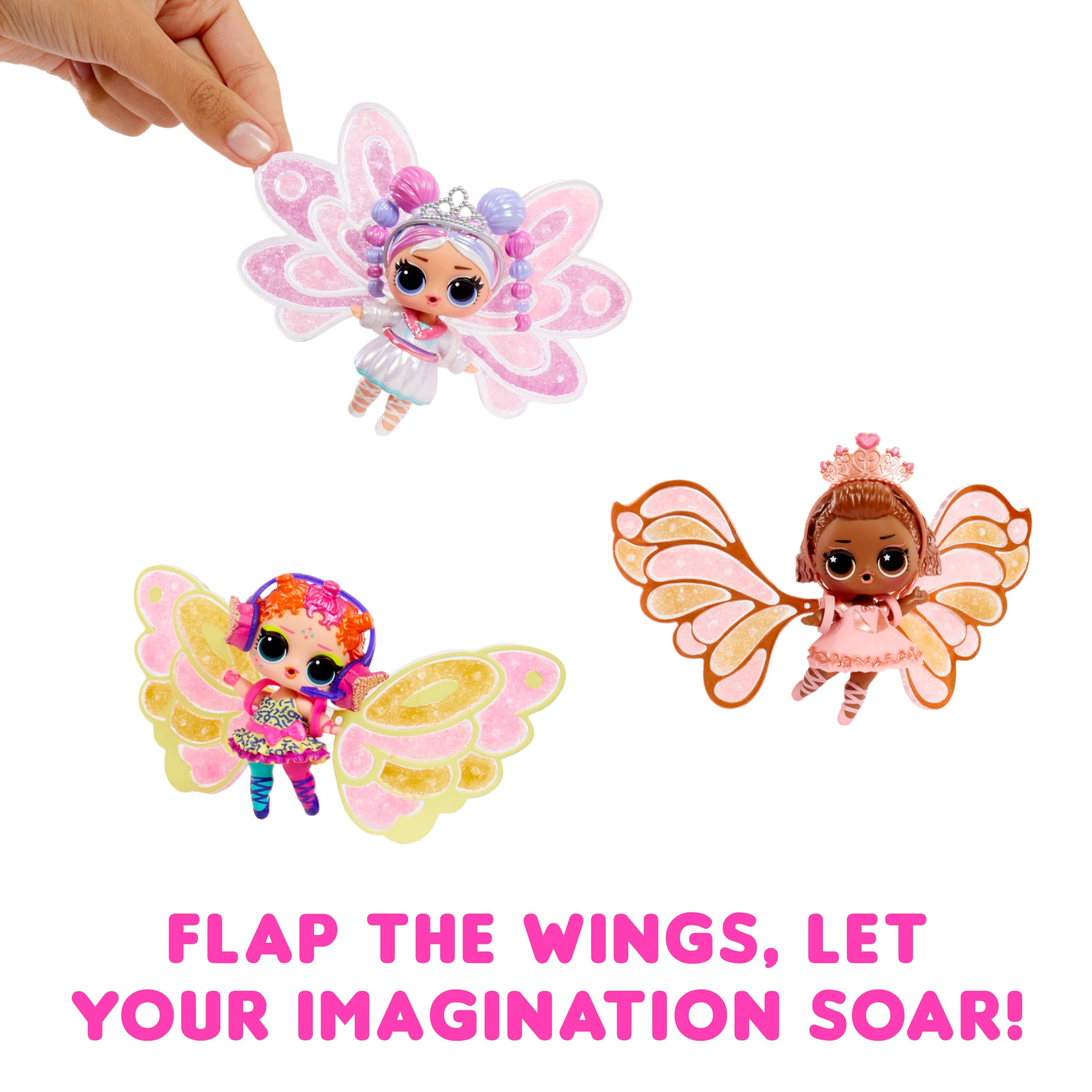 L.O.L. Surprise! Fairies Tots fashion accessories for complete fairy look.