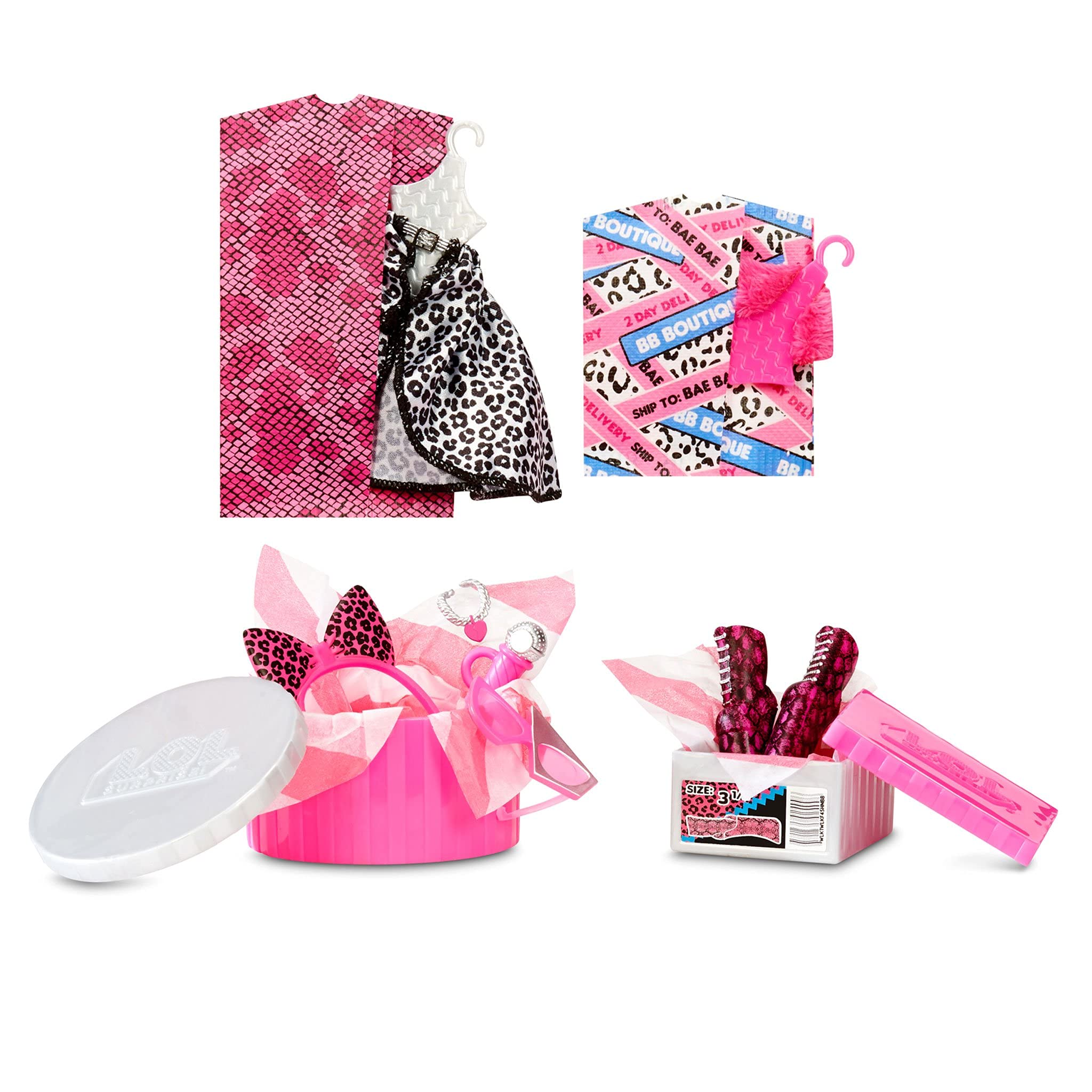 LOL Surprise JK Diva tall shoes display highlight stylish footwear for playtime