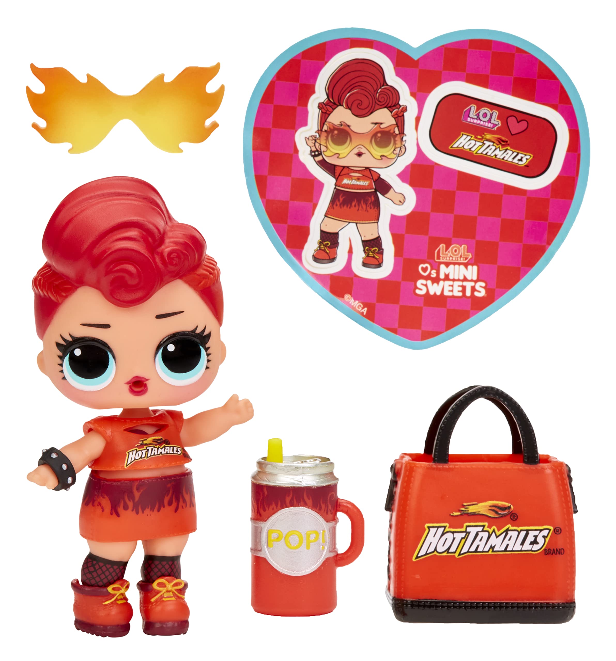 L.O.L. Surprise Loves Mini Sweets doll wearing outfit with tiny accessories.