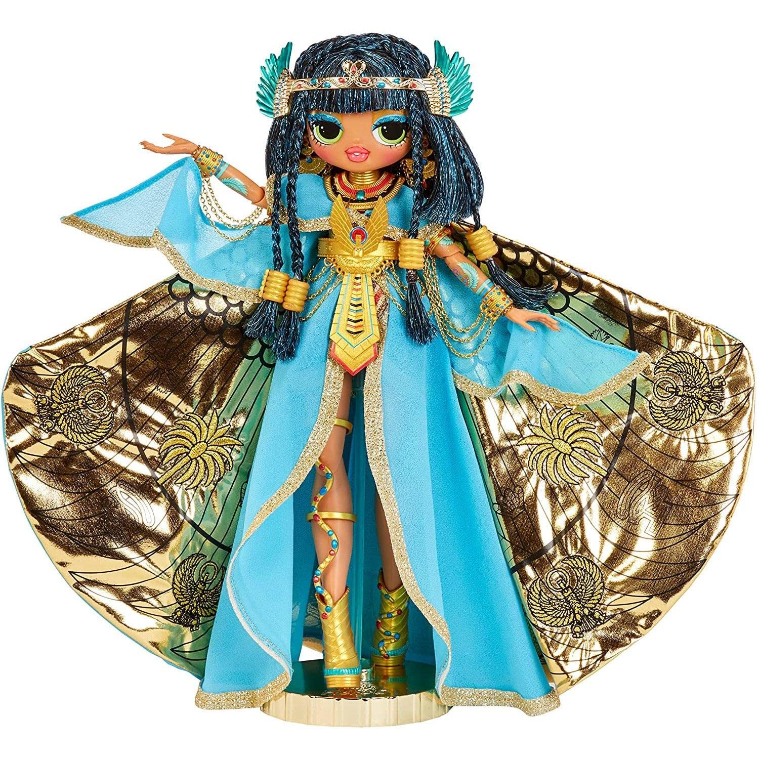 LOL Surprise OMG Fierce Cleopatra outer cape adds regal drama for play and display.