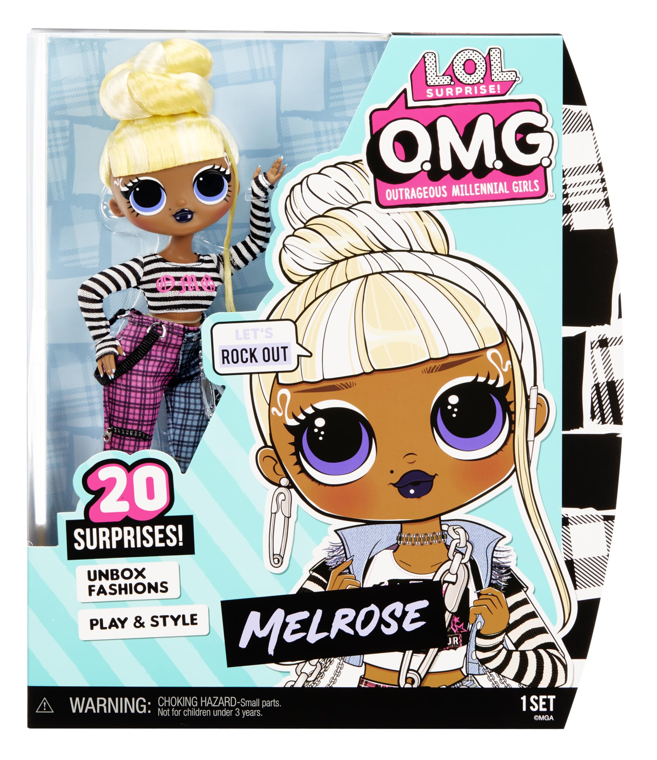 L.O.L. Surprise! OMG Melrose doll front view with poseable articulation for imaginative play.