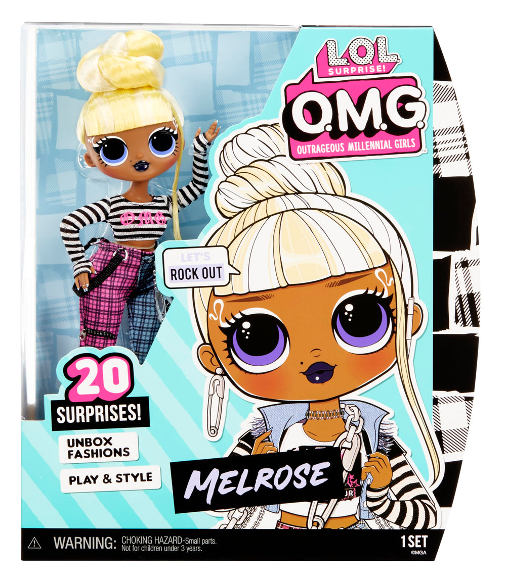 L.O.L. Surprise! OMG Melrose doll front view with poseable articulation for imaginative play.