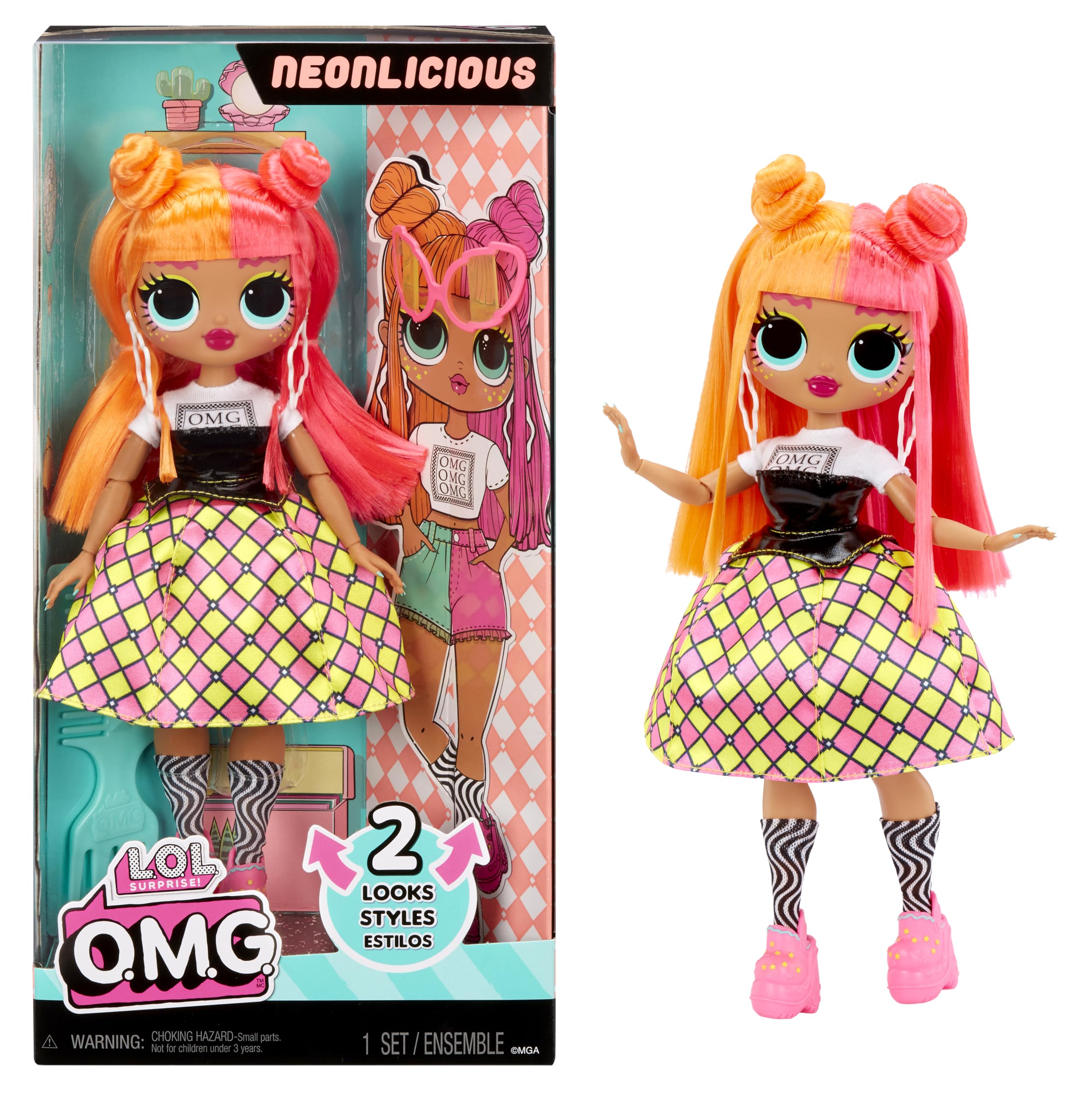 L.O.L. Surprise Neonlicious doll with transforming outfit for creative play.