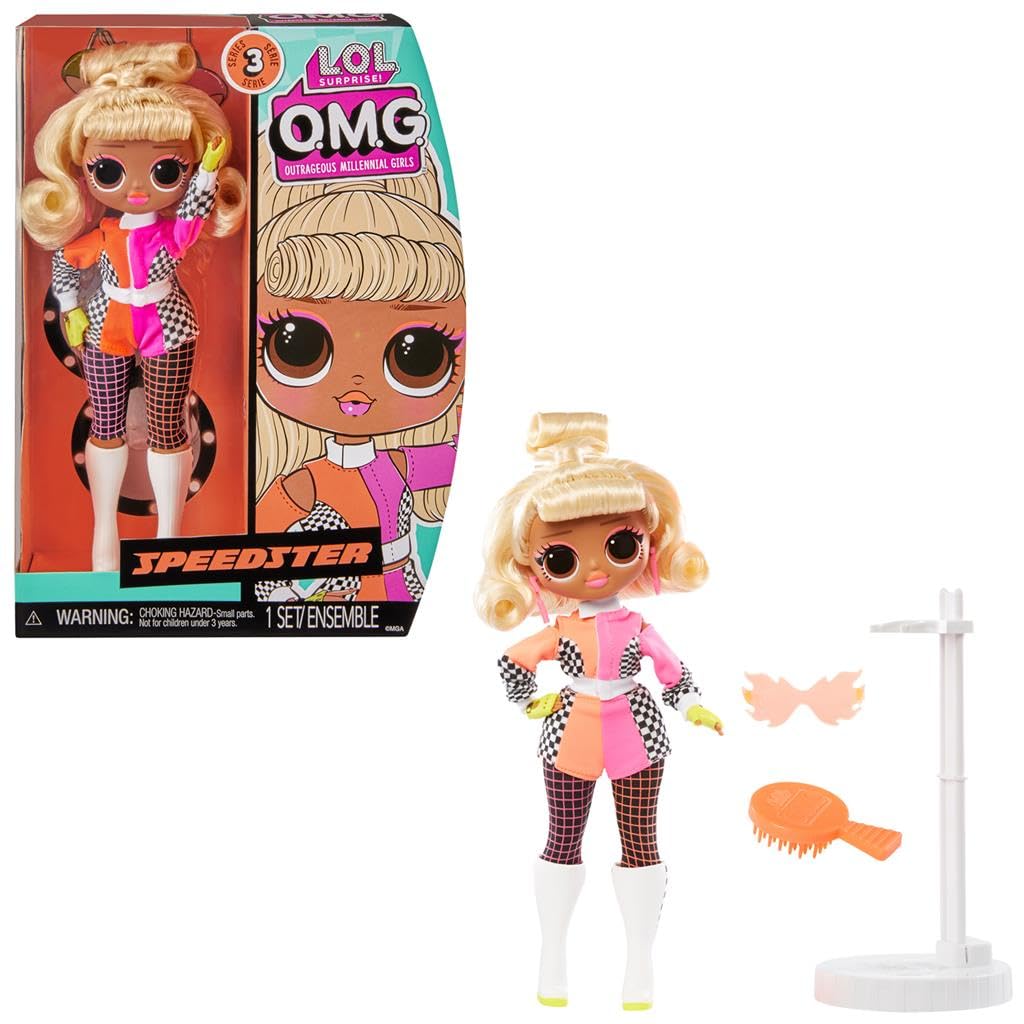 LOL Surprise OMG Speedster doll face with styled hair for imaginative play