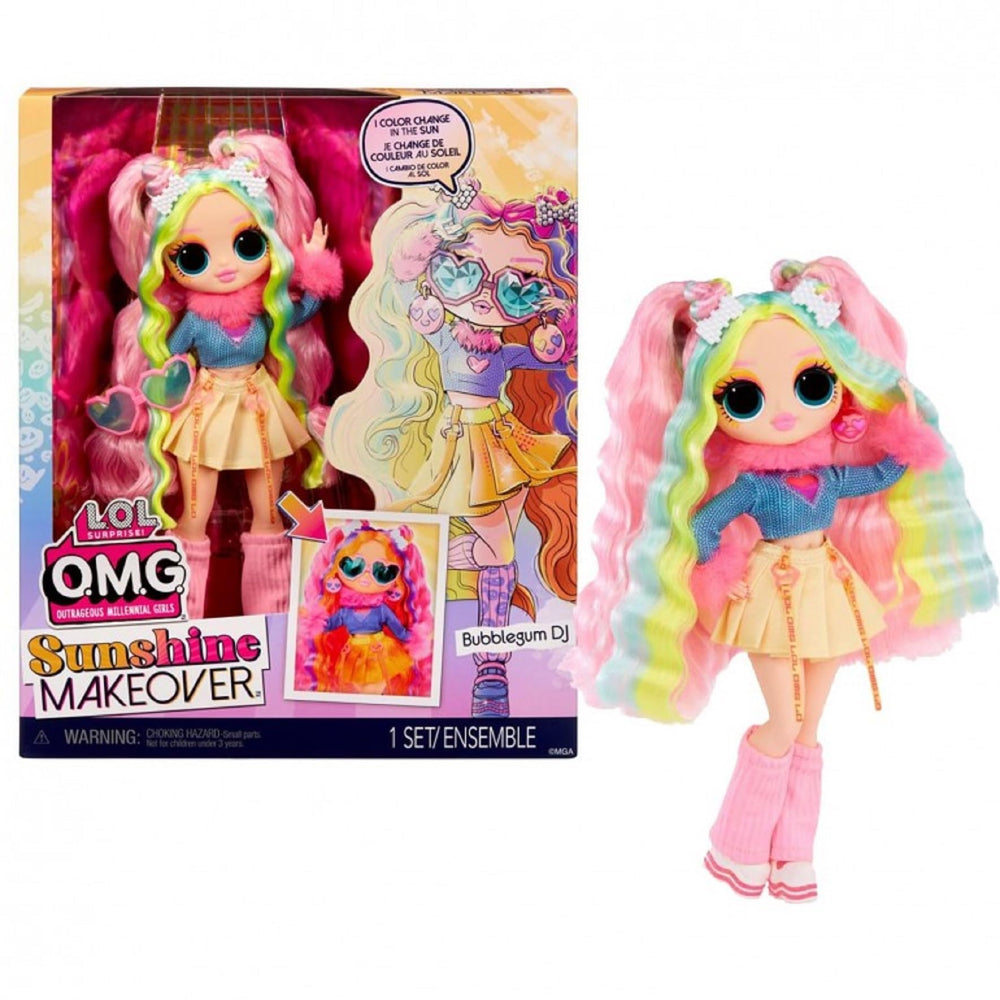 L.O.L. Surprise! OMG Sunshine Color Change Bubblegum DJ hair shifts in sunlight