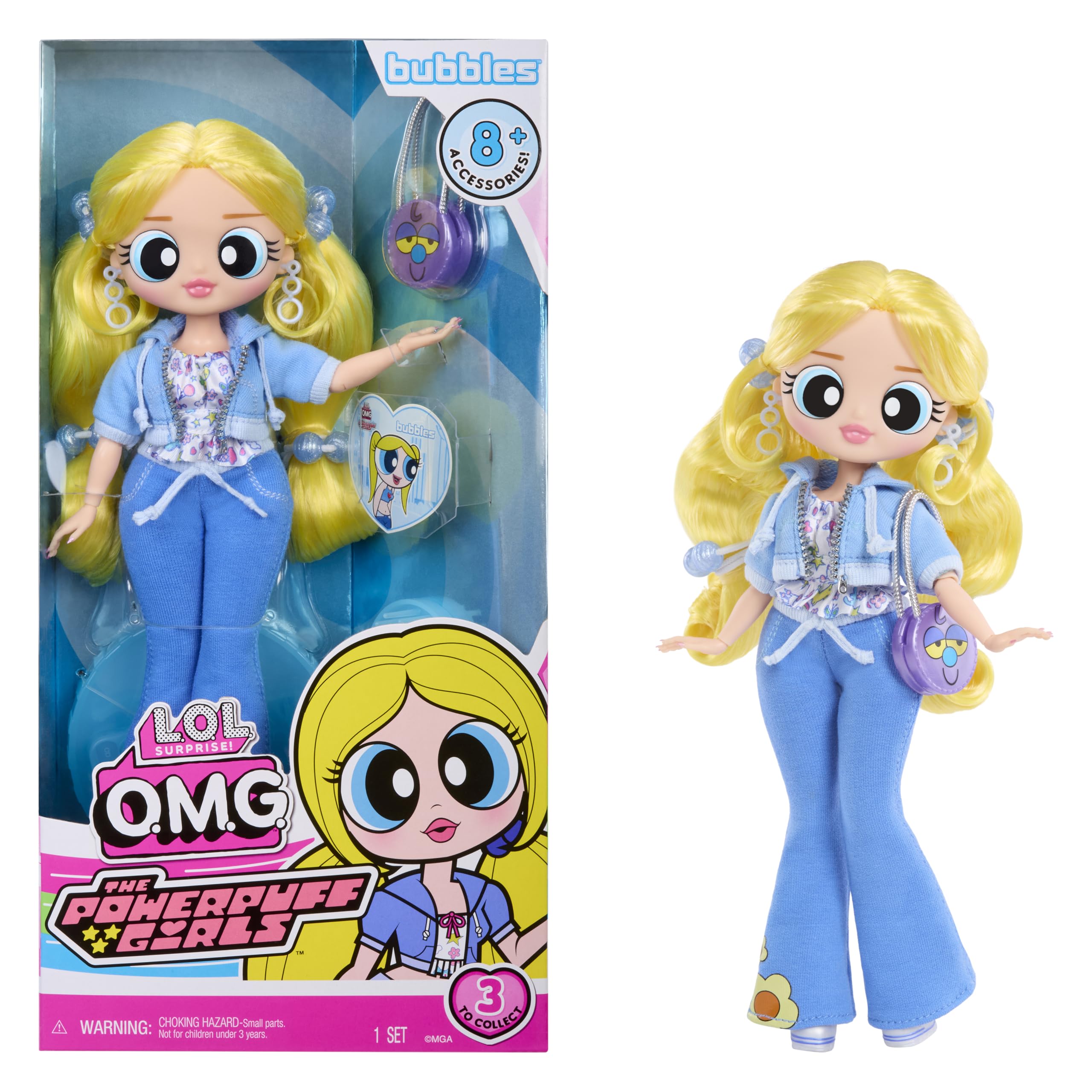 L.O.L. Surprise! Powerpuff Bubbles doll in a chic outfit for imaginative play.