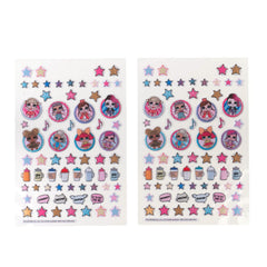 LOL Surprise puffy stickers sheet adds dimensional accents to scrapbooks.