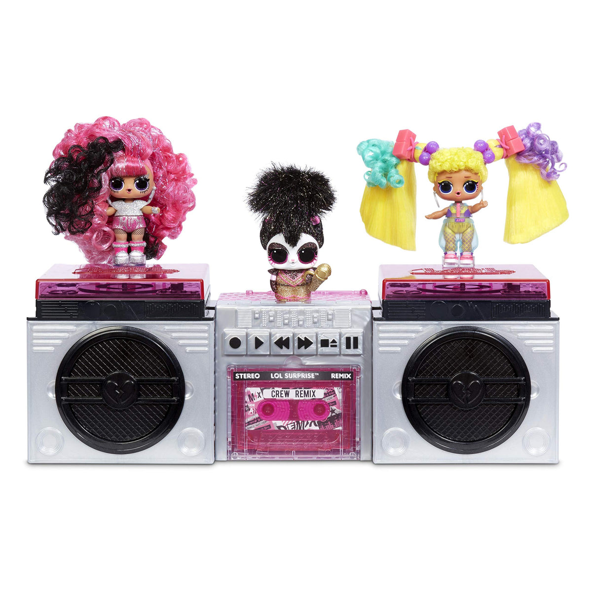 LOL Surprise Remix Pets cassette-tape reveals lyrics for interactive storytelling.