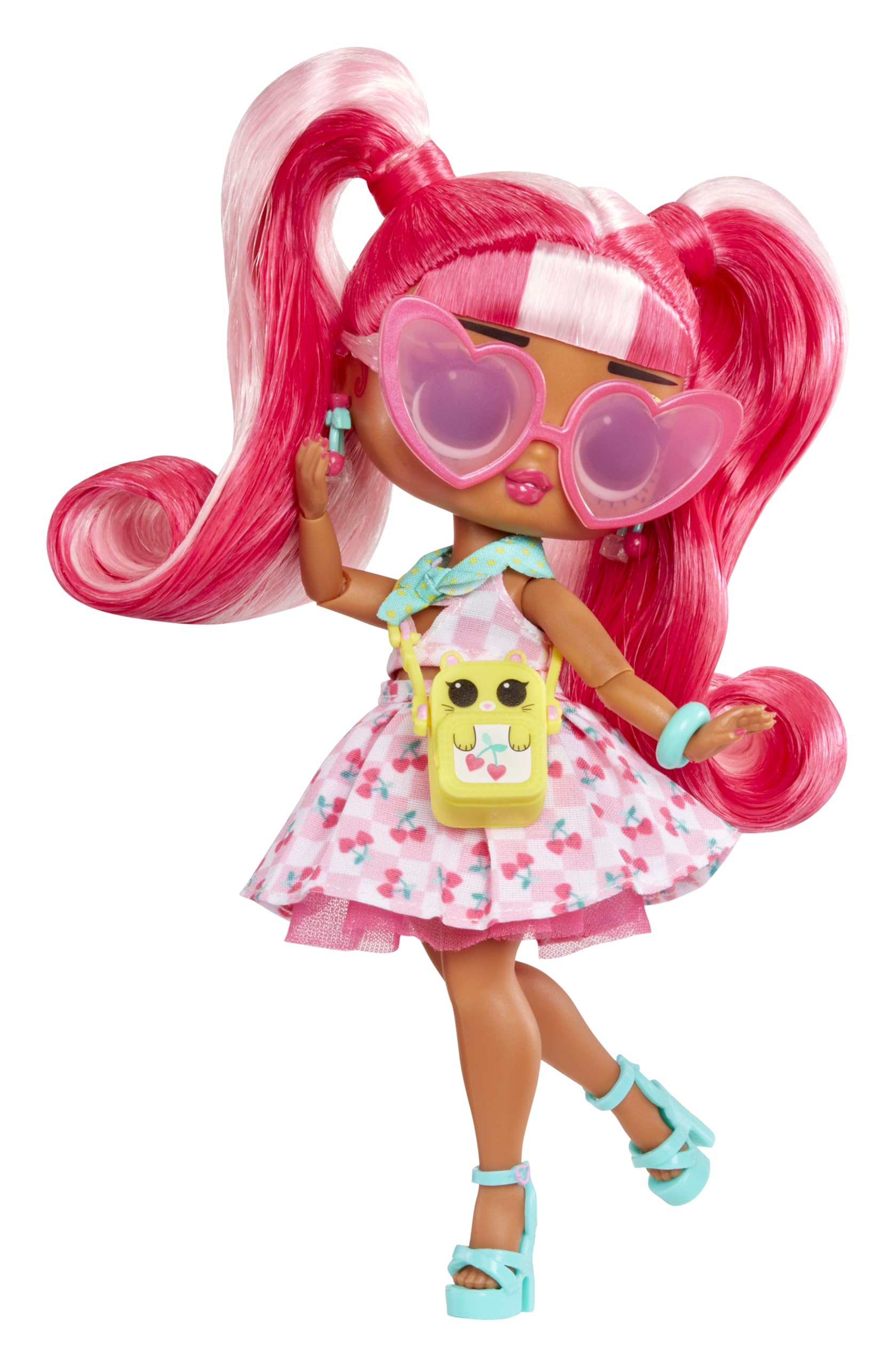 Articulated doll with outfits, shoes, and accessories for play.