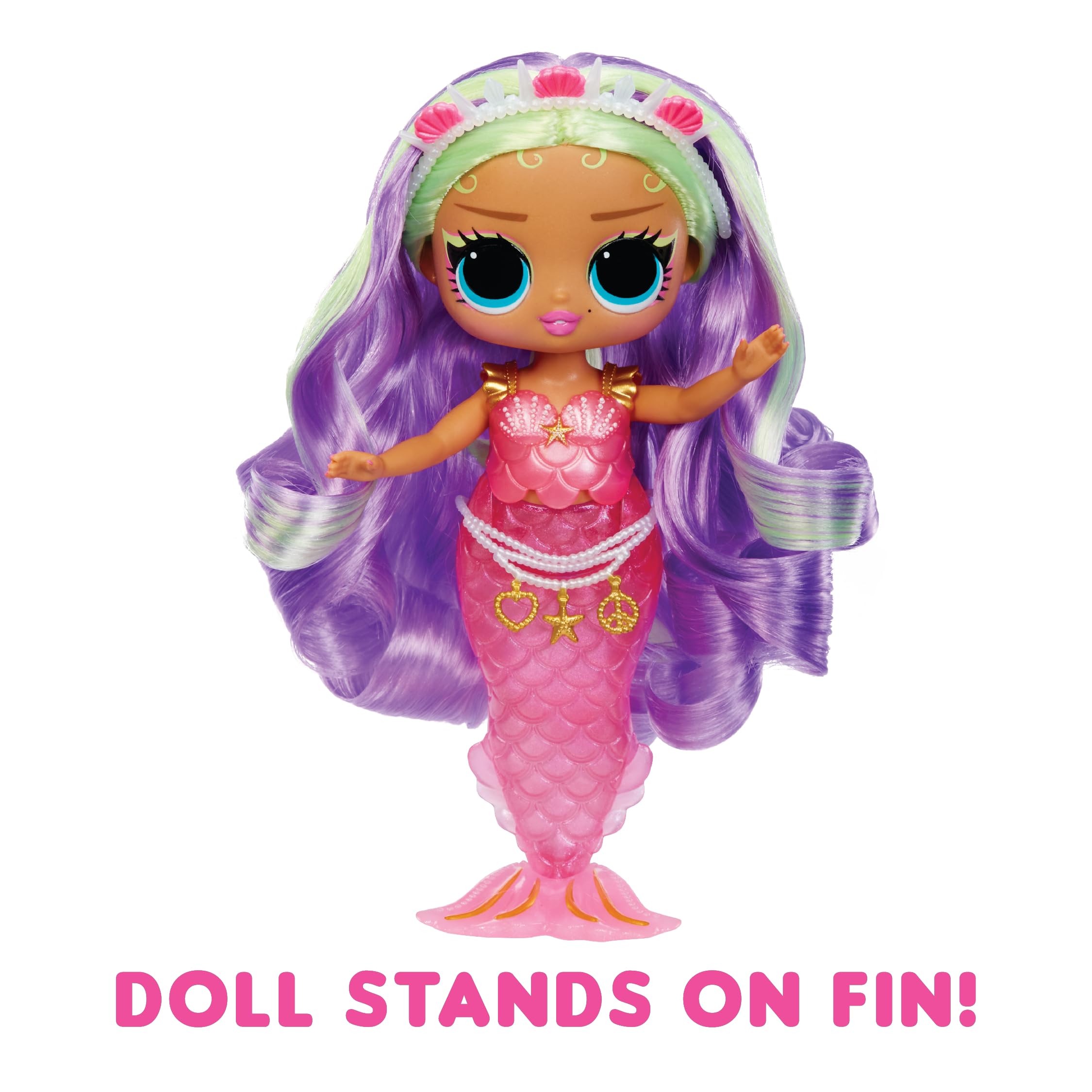 L.O.L. Surprise Tweens Mermaid Cleo Clove unboxing gifts include glasses and headband.